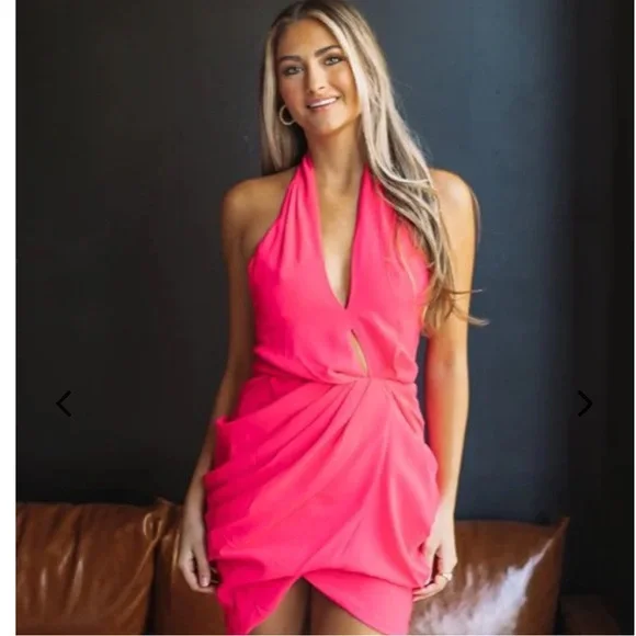 open lace back dress Hazel Pink Boucle Tailored Mini Dress – Vavavoom.ie main image 1